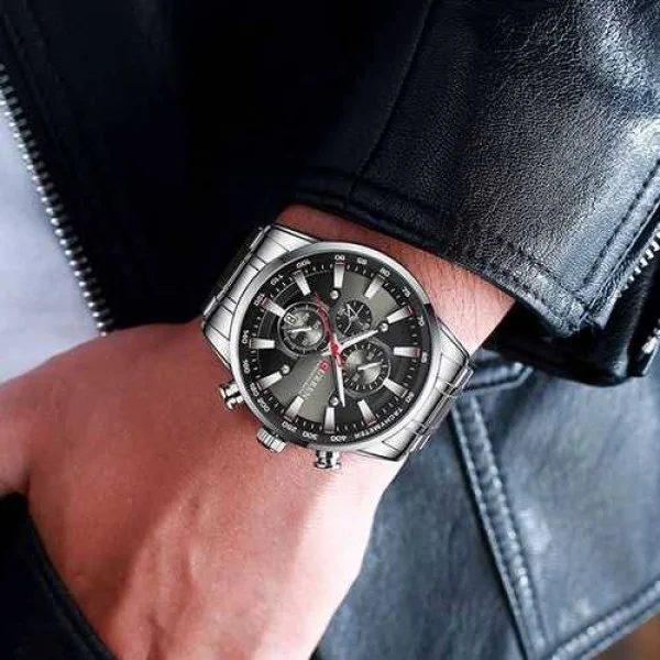 Чоловічий годинник Curren 8351 Silver-Black фото 3