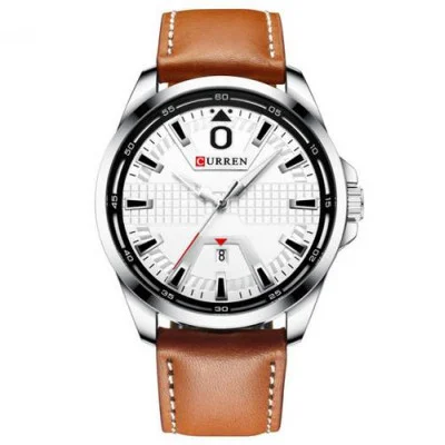 Мужские часы Curren 8379 Silver-White-Brown
