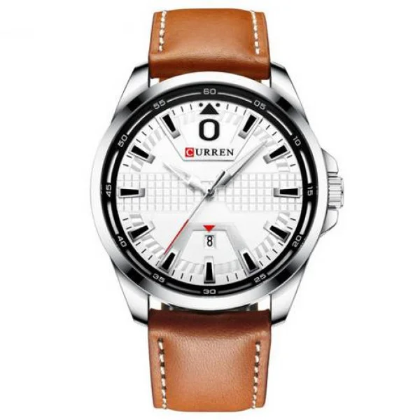 Чоловічий годинник Curren 8379 Silver-White-Brown фото 1