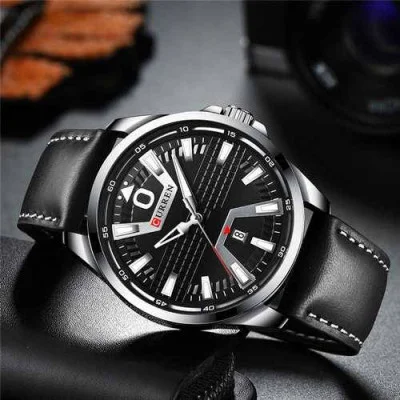 Мужские часы Curren 8379 Silver-Black