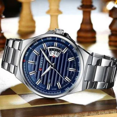 Мужские часы Curren 8375 Silver-Blue