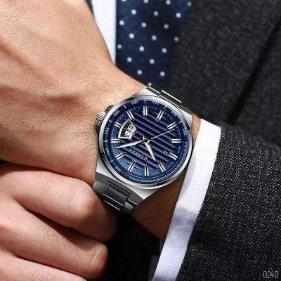 Мужские часы Curren 8375 Silver-Blue