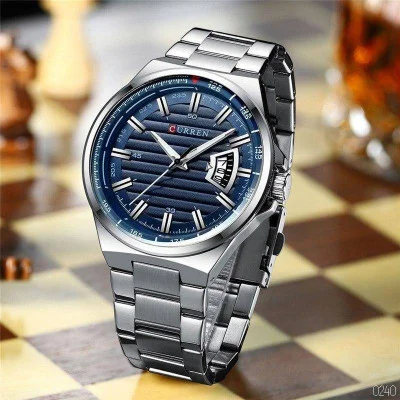 Мужские часы Curren 8375 Silver-Blue