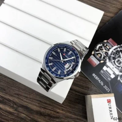 Мужские часы Curren 8375 Silver-Blue