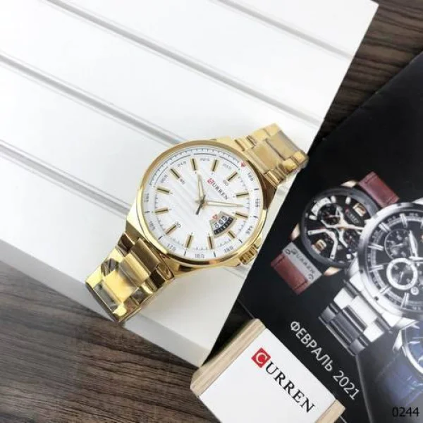 Чоловічий годинник Curren 8375 Gold-White фото 9