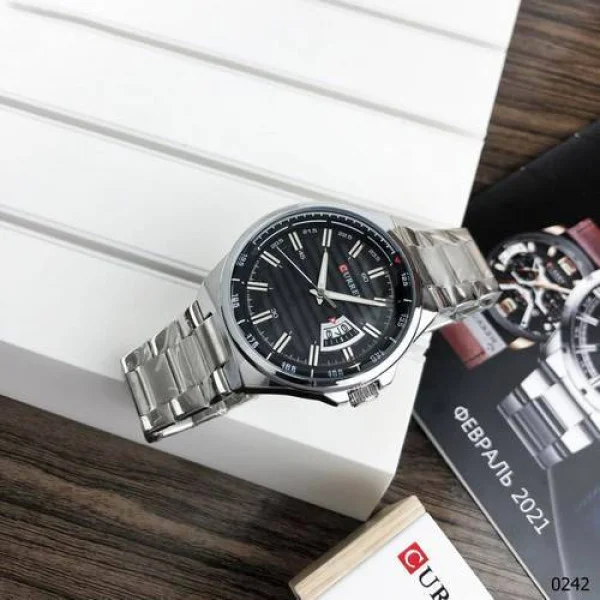 Чоловічий годинник Curren 8375 Silver-Black фото 6