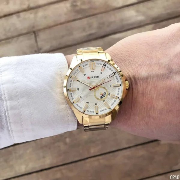 Чоловічий годинник Curren 8372 Gold-White фото 8