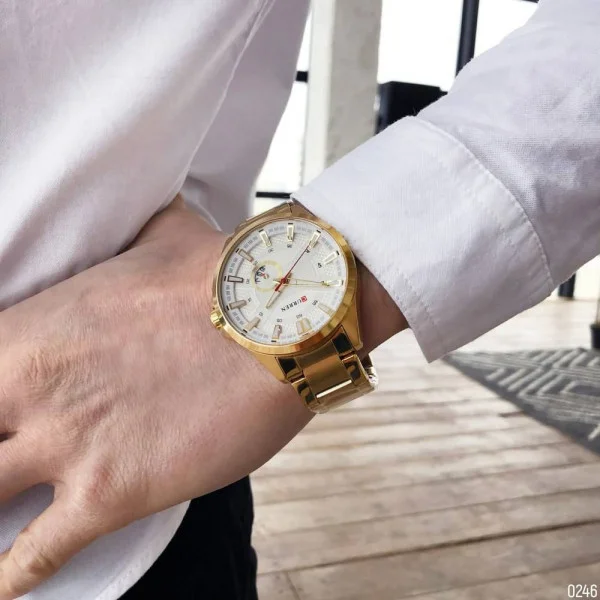 Чоловічий годинник Curren 8372 Gold-White фото 9