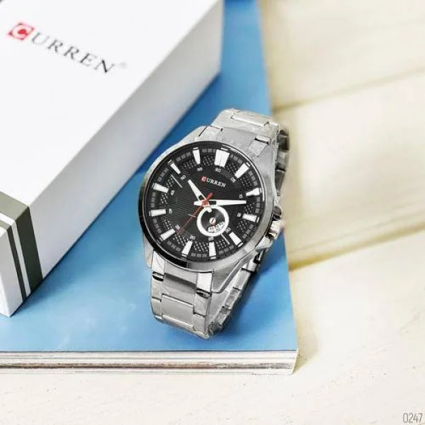 Чоловічий годинник Curren 8372 Silver-Black фото 4
