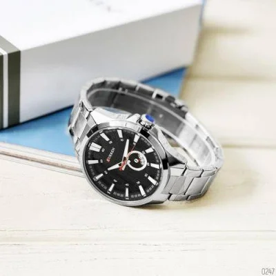 Мужские часы Curren 8372 Silver-Black
