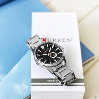 Мужские часы Curren 8372 Silver-Black