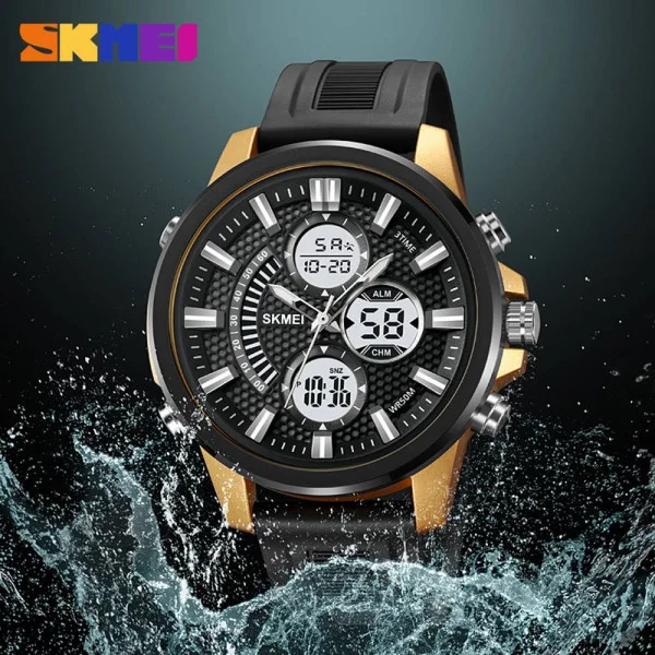 Мужские часы Skmei 2235BKGDWT Black-Gold-White фото 5