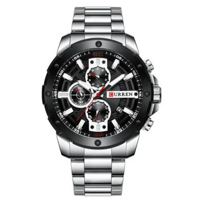 Мужские часы Curren 8336 Silver-Black