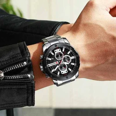 Мужские часы Curren 8336 Silver-Black