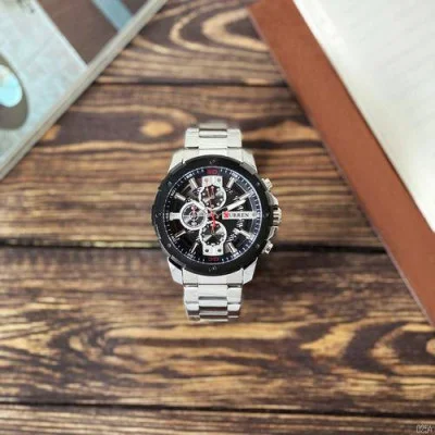 Мужские часы Curren 8336 Silver-Black