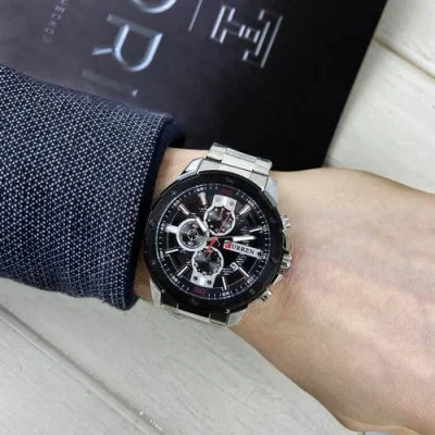 Мужские часы Curren 8336 Silver-Black