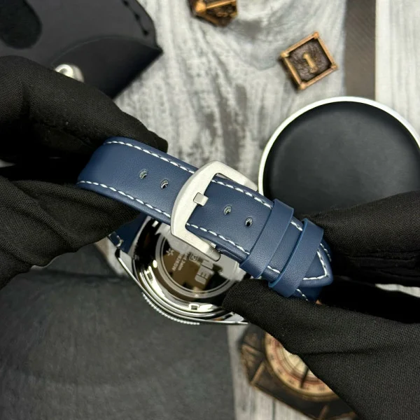 Мужские часы Skmei 9232LSIBU Silver-Blue-Leather Strap фото 7