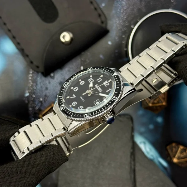 Чоловічий годинник Skmei 9232SSIBK Silver/Black-steel strap фото 5