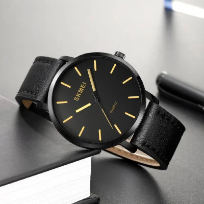 Чоловічий годинник Skmei 1984LGD Gold-leather belt