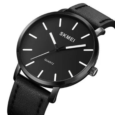 Чоловічий годинник Skmei 1984LBK Black-leather belt