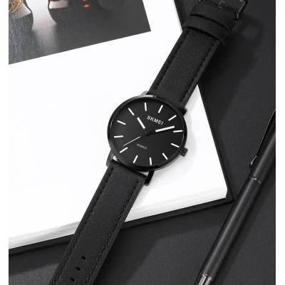 Чоловічий годинник Skmei 1984LBK Black-leather belt