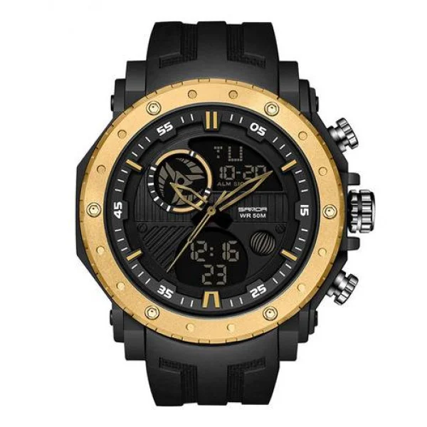 Чоловічий годинник Sanda 6012 Black-Gold фото 1
