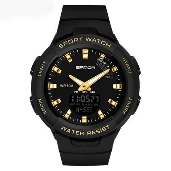 Чоловічий годинник Sanda 6005 Black-Gold фото 1