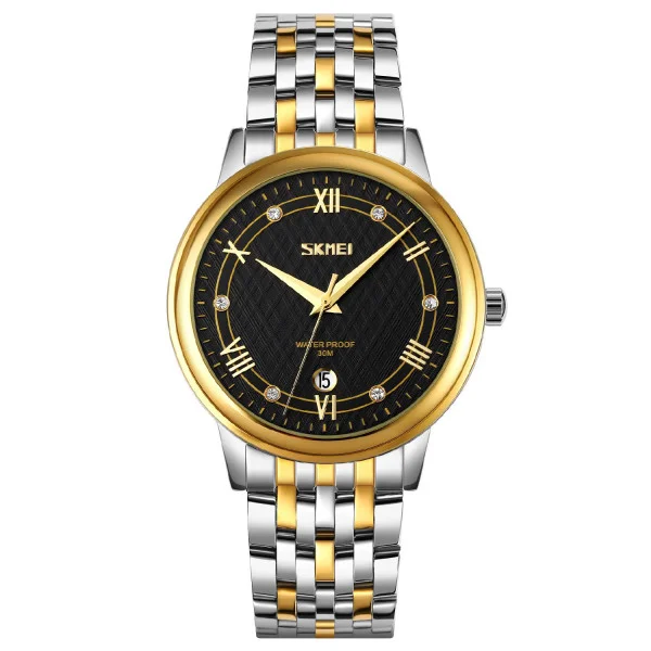 Чоловічий годинник Skmei 9272TGDBK-B Gold/Silver-Black Men фото 1