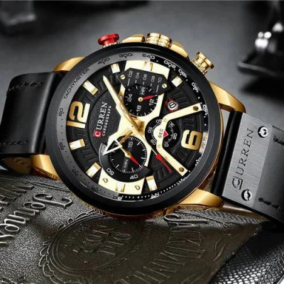 Мужские часы Curren 8329 Black-Gold