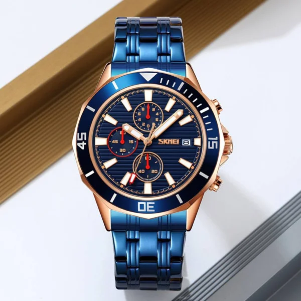 Чоловічий годинник Skmei 9335RGBU Rose Gold-Blue фото 4