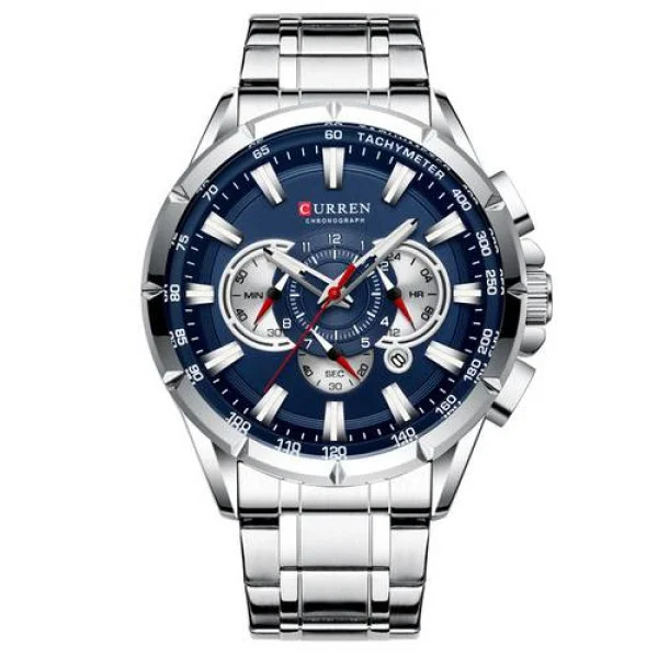 Мужские часы Curren 8363 Silver-Blue фото 1