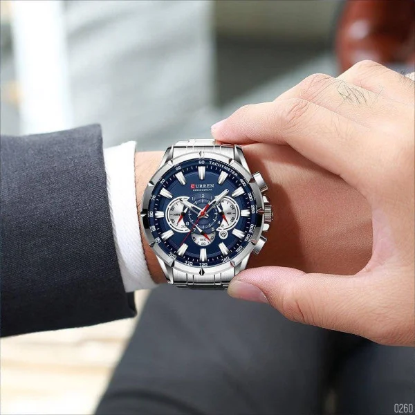 Мужские часы Curren 8363 Silver-Blue фото 5