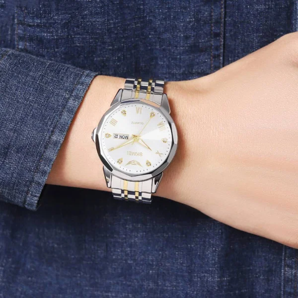 Чоловічий годинник Skmei 2291TGDWT Silver-Gold-White фото 4