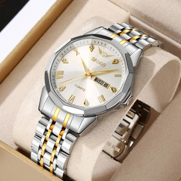 Чоловічий годинник Skmei 2291TGDWT Silver-Gold-White фото 5