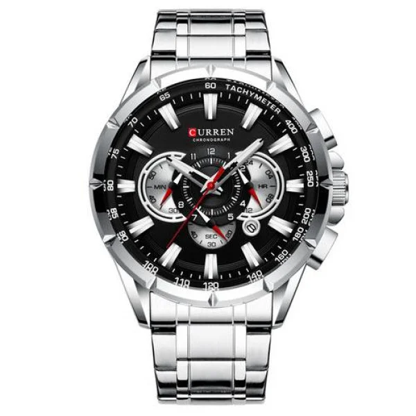 Мужские часы Curren 8363 Silver-Black фото 1