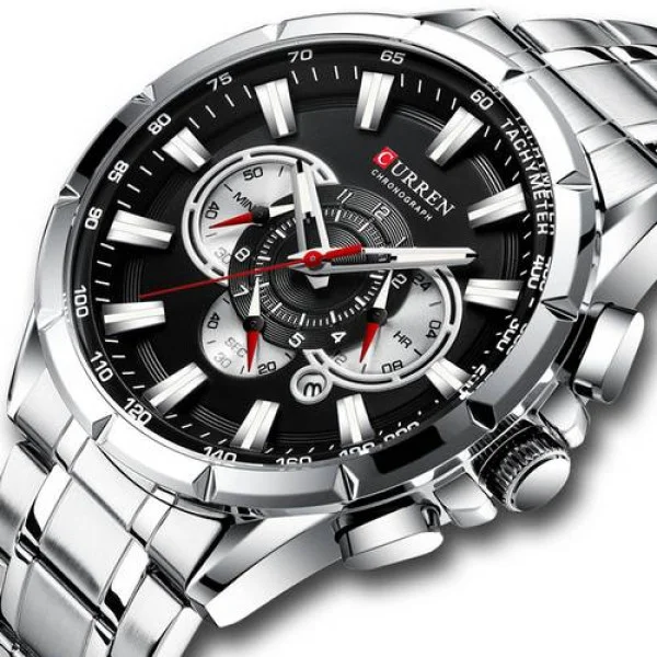 Мужские часы Curren 8363 Silver-Black фото 3