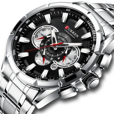 Мужские часы Curren 8363 Silver-Black
