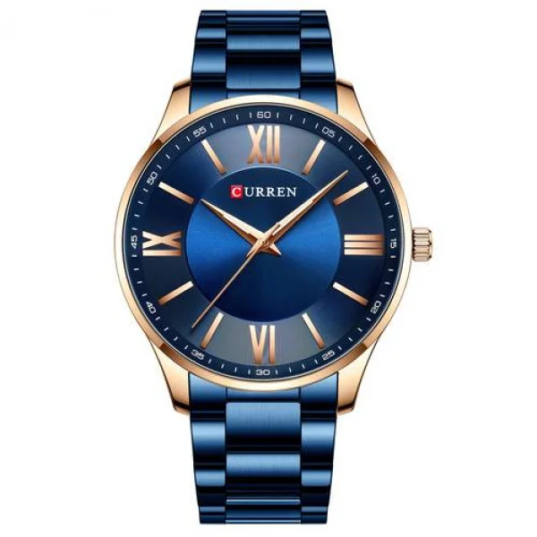 Чоловічий годинник Curren 8383 Blue-Gold фото 1