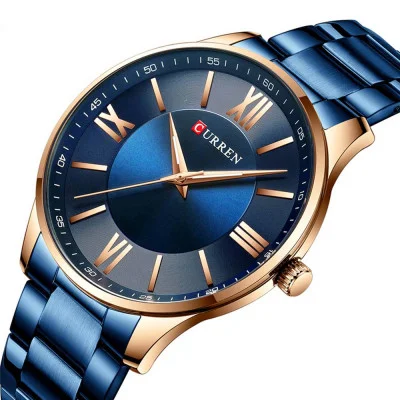 Чоловічий годинник Curren 8383 Blue-Gold