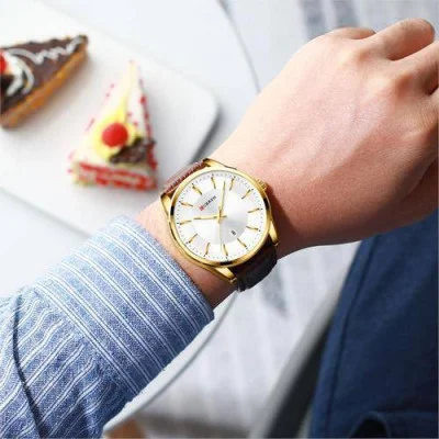 Чоловічий годинник Curren 8365 Brown-Gold-White
