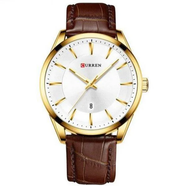 Чоловічий годинник Curren 8365 Brown-Gold-White фото 1