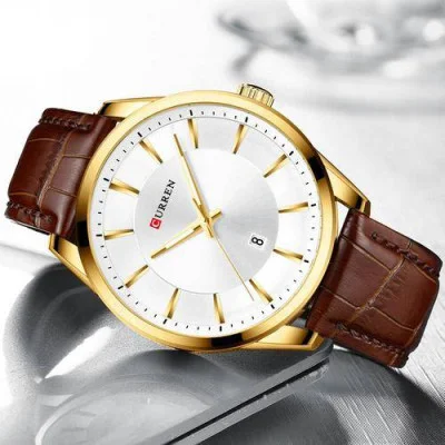 Чоловічий годинник Curren 8365 Brown-Gold-White