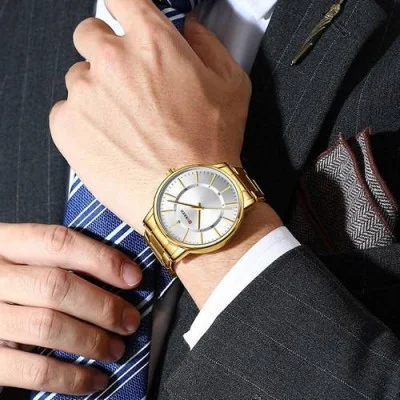 Чоловічий годинник Curren 8385 Gold-White