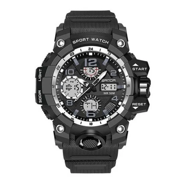 Чоловічий годинник Sanda 6021 Black-Silver фото 1