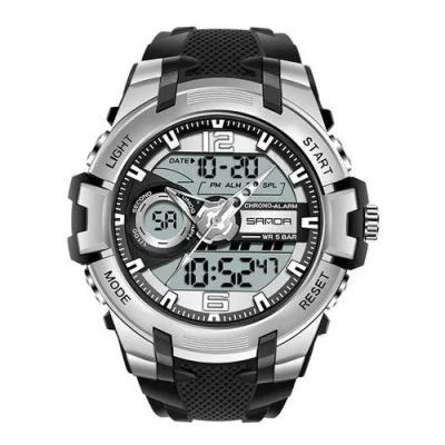 Чоловічий годинник Sanda 6015 Black-Silver