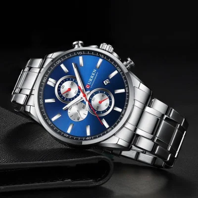 Чоловічий годинник Curren 8368 Silver-Blue-Silver