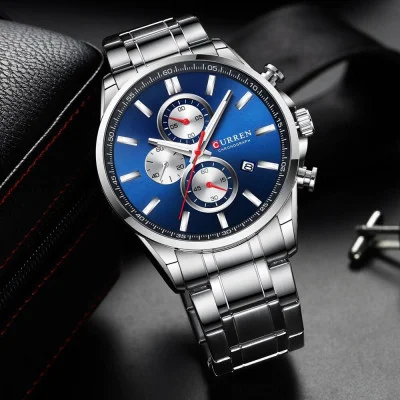 Чоловічий годинник Curren 8368 Silver-Blue-Silver