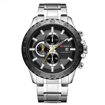 Мужские часы Curren 8334 Silver-Black