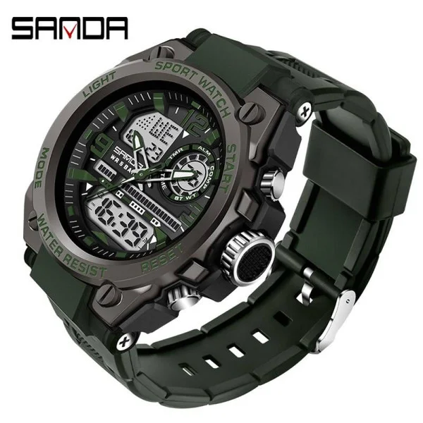 Чоловічий годинник Sanda 6024 Black-Military Wristband фото 1