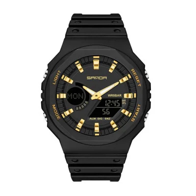 Чоловічий годинник Sanda 6016 Black-Gold